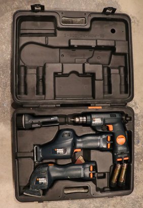 Lot 226V- Black & Decker Vera Pak 4 Tool Set In Case - Cordless - 7.2 Volt