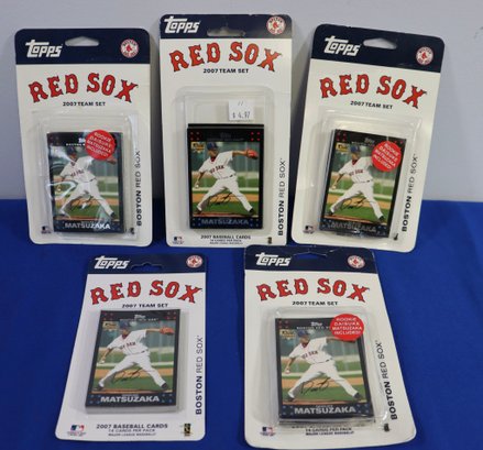 Lot 130- Five Packs Of Red Sox Team Set Baseball Cards Sealed On Card