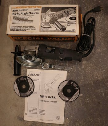 Lot 219V- Sears/craftsman 4.5' Corded Angle Grinder In Original Box
