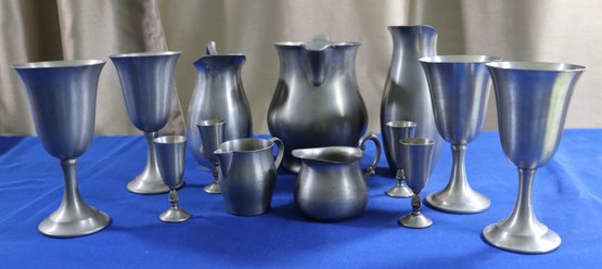 Lot 234- Pewter Lot Of 13 Vintage - Cordial - Chalis - Pitchers - Creamer - Empire - Woodbury - Heritage -