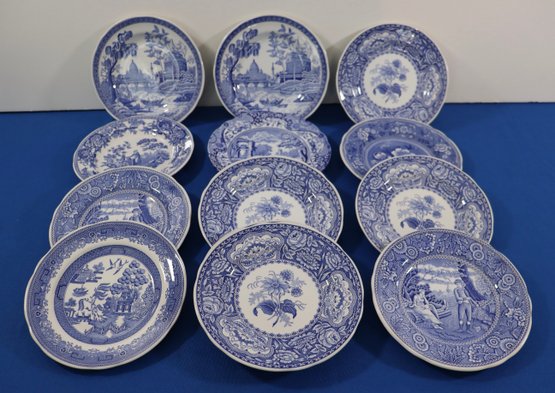 Lot 122- Spode Blue Room Collection Georgian Series Salad Bread Plate Lot Of 13