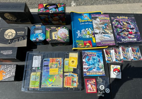 Lot 624- Pokemon Trading Card Lot - Pokemon Cards, Cases, Organizers Accessories & More