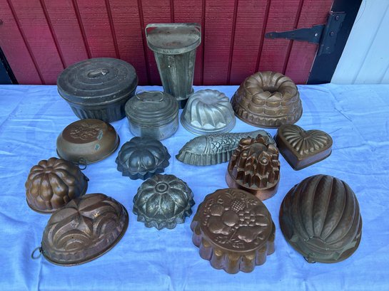 Lot 418- Beautiful Lot Of 15 Molds - Various Shapes & Sizes - Cake - Bread - Bundt - Vintage Kitchen Molds