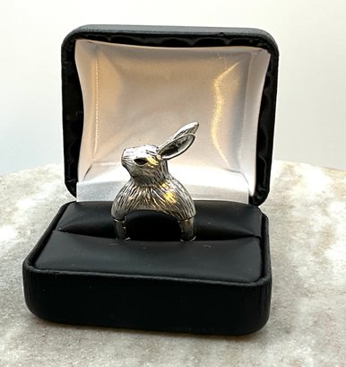 Lot 20- Stretch Bunny Rabbit Hare Silver Costume Ring