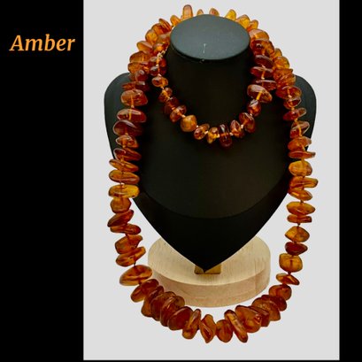 Lot 21- Antique Natural Amber Hand Knotted Necklace