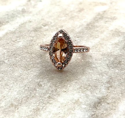 Lot 48SES- Crystal Ornate Faux Rose Gold Ring
