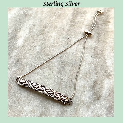 Lot 51SES- Sterling Silver  Adjustable Bracelet - Slides To Close - From Turkey