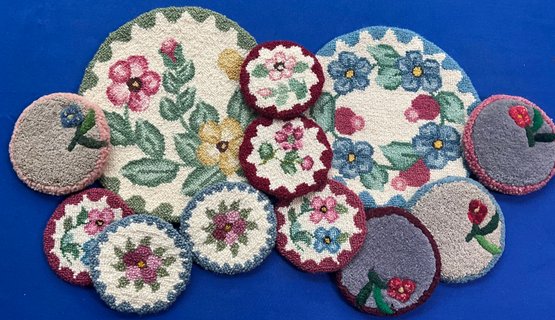 Lot 26- Hand Hooked Coasters And Pads - Beautiful Handiwork