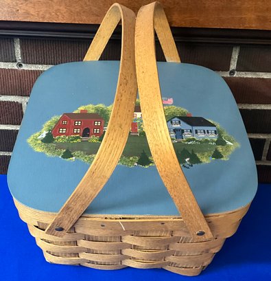Lot 30- Hand Painted Picnic Basket With Little Table - Country Decor