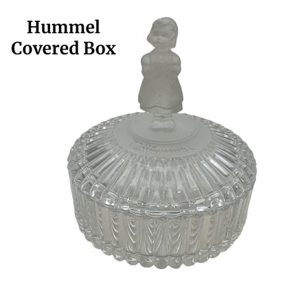 Lot 41- M.J. Hummel 1993 Goebel Frosted Girl Figurine Covered Trinket Box
