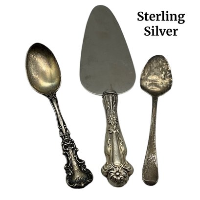 Lot 38- Sterling Silver Cake Server And 2 Spoons - Antique
