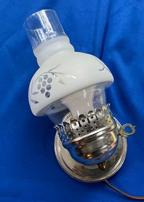 Lot 476- Small Vintage Wall Reading Over Bed Lamp With Frosted Glass Globe