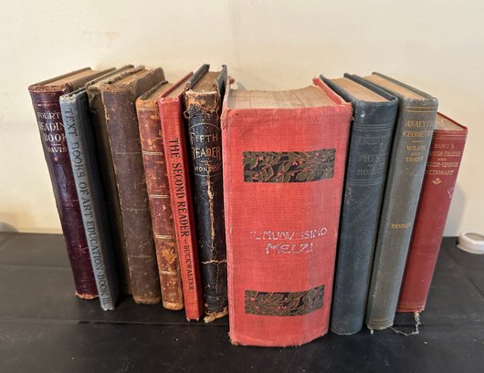 Lot 369 - Reading Writing Arithmetic Antique Student Books - Educational