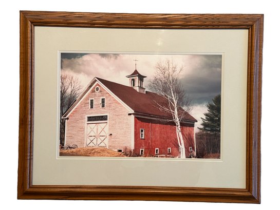 Lot 338 - Red Rustic Weathered Barn Photograph By Award Winning Photographer Andrew Borsari In Oak Frame