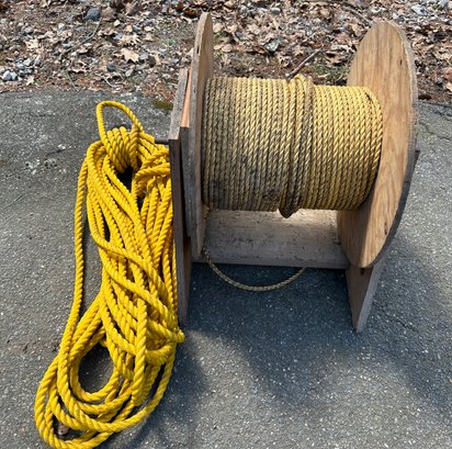 Lot 379 - Heavy Yellow Rope On Hand Made Wheel