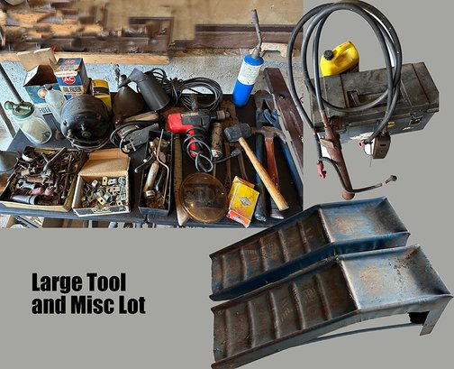 Lot 382 - Large Tool Lot - A Little Bit Of Everything - Car Ramps - Vintage & Antique Items