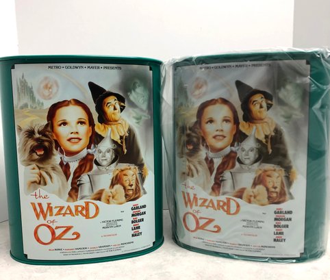 Lot 531 - 2 New Wizard Of Oz Metal Trash Barrel Cans - Dorothy - Scarecrow