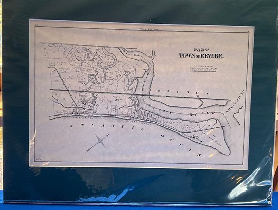 Lot 10- Town Of Revere MA - 1874 Reproduction Map Saugus And Atlantic Ocean Side