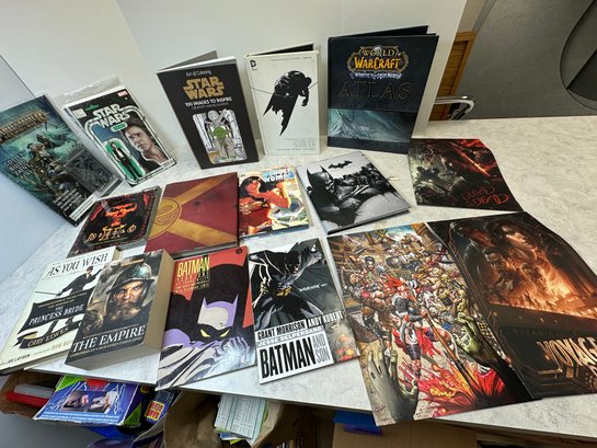 Lot 412 - Really Nice Fantasy Gaming Hardcover Books - Posters - Batman - Wonder Woman - Star Wars Comics