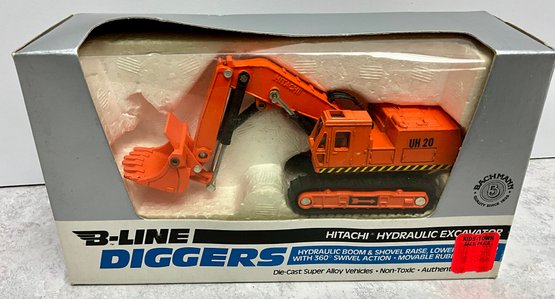 Lot 27- NEW! Bachman Hitachi Hydraulic Die Cast Excavator Super Alloy Vehicles - B Line Diggers