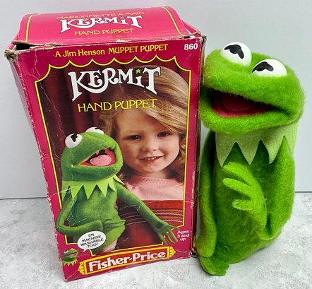 Lot 34- Fisher Price Jim Henson Kermit The Frog Hand Puppet In Box