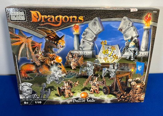 Lot 80- Mega Bloks Dragons Battle Gate Building Set W/box