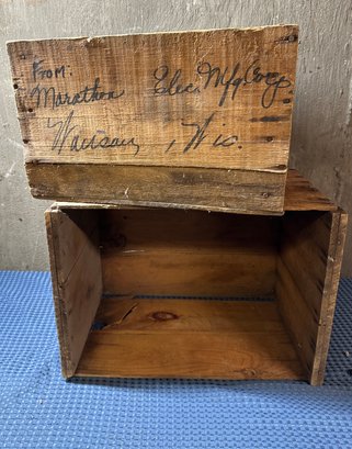 Lot 412- Antique Crates- Primitive Wood Boxes Lot Of 2