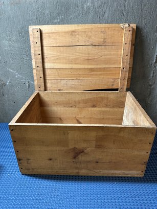 Lot 413- Primitive Wood Box Crate With Cover- Sturdy - For Storage