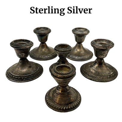Lot 275- Sterling Silver Short Weighted Candle Sticks - 3 Pair