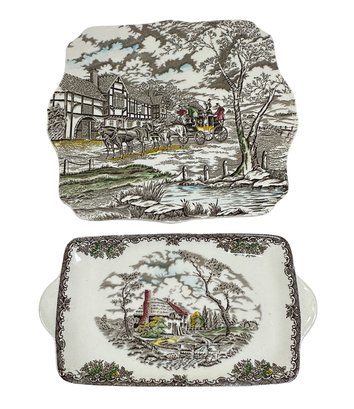 Lot 304- 2 Myott Royal Mail Serving Plates Dishware - The Brook Made In England - Fine Staffordshire Ware