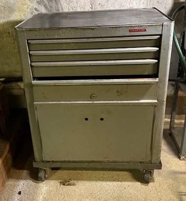 Lot 324- Machinist Large Metal Tool Box On Caster Wheels