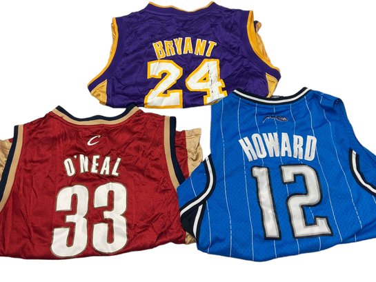 Lot 41 - NBA Basketball Jerseys Tops Kids Size 14/16 Bryant - ONeal - Howard Lot Of 3