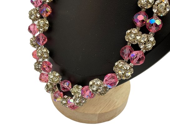 Lot 29- 1950s Stunning  Pink Crystal & Rhinestone Necklace Choker