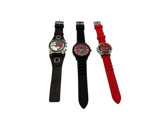 Lot 468- Marvel Spiderman Accutime Watches - Spin Watch Lot Of 3