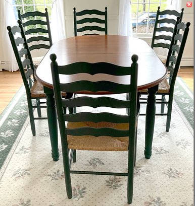Lot 75- Beautiful Dining Room Table With 6 Ladder Back Chairs - Quality! Excellent Condition!