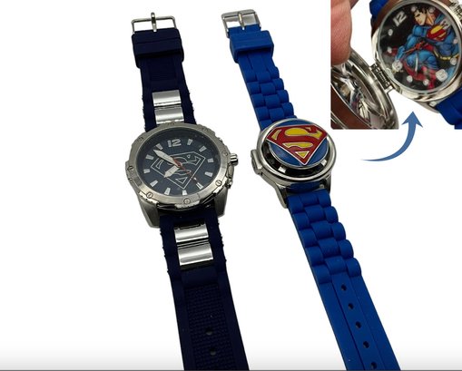 Lot 466- Superman TM & DC Comics Watch & Spin Watch - Lot Of 2