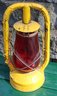 Lot 123- Dietz Yellow Monarch Railroad Kerosene Lantern With Red Globe