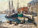 Lot 59- J. Jeffrey Grant (1883-1960) New England Harbor Scene Oil On Canvas Painting