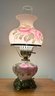 Lot 228- Gone With The Wind Style Hurricane Lamp - Hand Painted - Roses