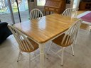 Lot 90- Oak And White Kitchen Set With Hideaway Leaf With 6 Chairs