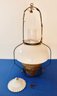 Lot 273- Electric Empire Milk Glass Antique Hanging Brass Oil Lamp Light Lantern With Glass Chimney