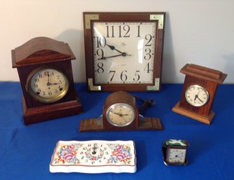 Lot 523BB - Lot Of 6 Clocks - Seth Thomas, Travel Clock, Porcelain, Czech