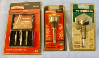 Lot 102- Craftsman Forstner Bits & Screw-out Kit - Two Bit Sets New In Package