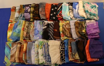 Lot 514 - Vintage Basket Lot Of Over 45 Scarves  - Vera Adrienne Vittadini - Silk - Japan - Italy