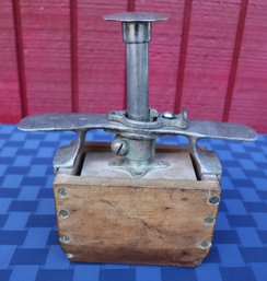 Lot 294 - Antique Locking Butter Press With Leaf & Wheat Designs