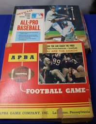 Lot 502- 1960s Vintage Official All-pro Baseball & APBA Football Games In Original Box - NBA _ NFL