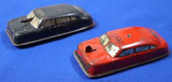 Lot 143- 1950 Argo Tin Litho Friction Black Police & Red Fire Car - 4 Inches - Vintage Toy Cars
