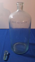 Lot 237- Antique Clear Glass One Gallon Pharmacy Jar Jug With Stopper