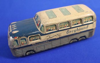 Lot 102- 1960s Vintage Greyhound Bus Tin Litho Friction Toy - Lineman Toys - Japan
