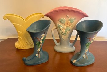 Lot 4- Roseville Abingdon Hull Vintage Vases Lot Of 4 As Is